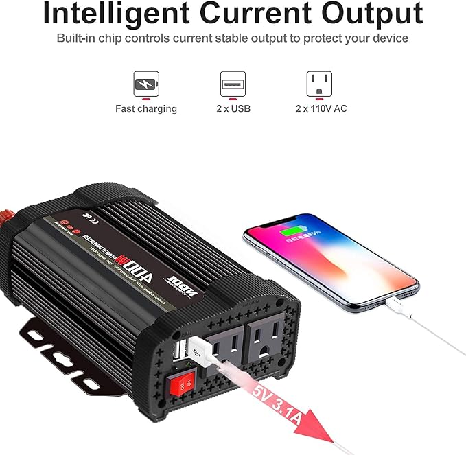 400W Car Power Inverter, DC 12V to 110V AC Converter - Image 3