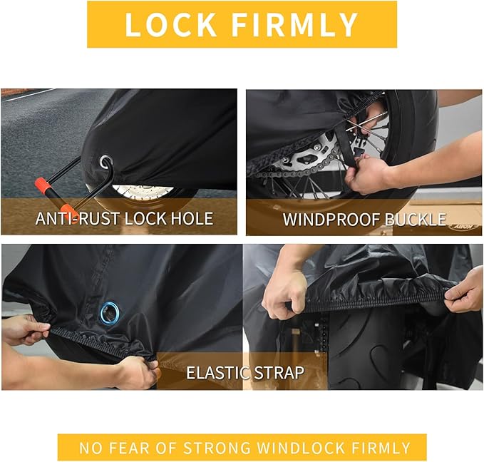 210D Motorcycle Cover All Season Waterproof Breathable Sun Outdoor Protection - Image 4