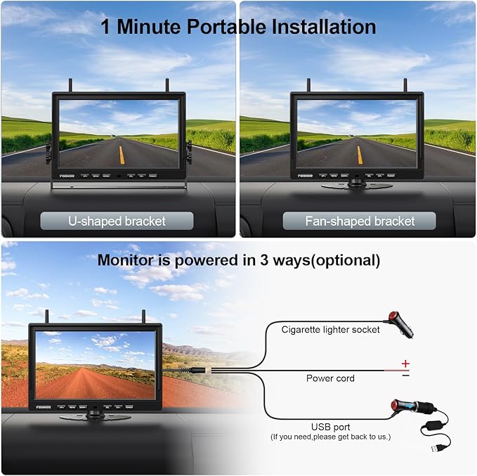 Fookoo 1080P 10" Magnetic Wireless Backup Camera 10" HD Split Screen Monitor - Image 7