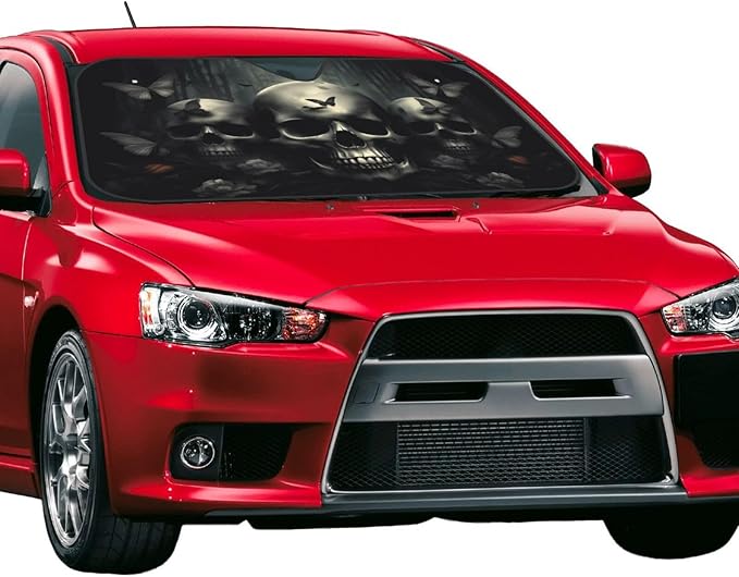 Skull Car Sun Shade Windshield Sunshade Foldable Front Window Shield Cover - Image 2