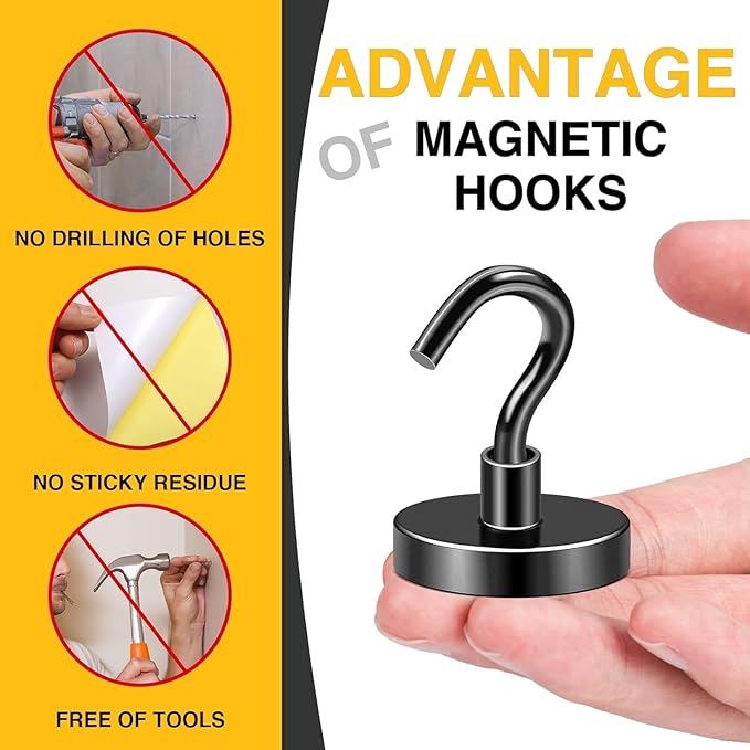 DIYMAG Black Magnetic Hooks, 118 LB Heavy Duty Strong Magnets - Image 6