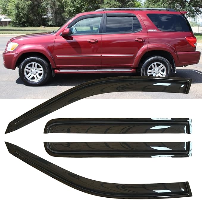 4pcs Outside Mount Style Window Rain Guards Durable Side Wind Deflectors Dark by Deebior