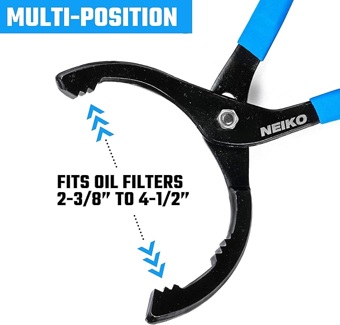 NEIKO 03422A Oil Filter Wrench, 12” Adjustable Oil Filter Pliers, 3 Adjustable - Image 3