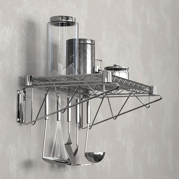 14" x 24" Chrome Wire Wall Mount Shelf - Image 6