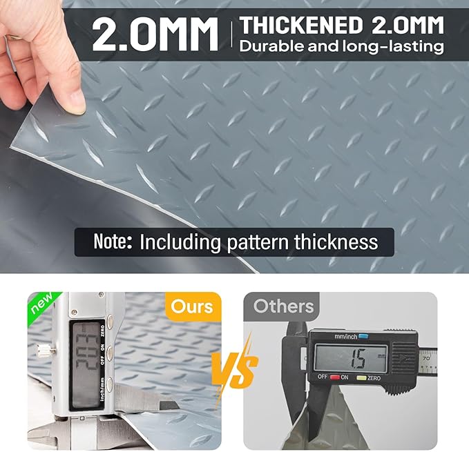 TUFFIOM 5 x 10 FT Garage Floor Mat, Thickened Diamond Plate PVC Garage Mats - Image 7