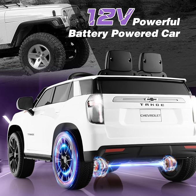HONEY JOY Ride On Truck, 12V Licensed Chevrolet Tahoe, Chevy Electric Vehicle - Image 8