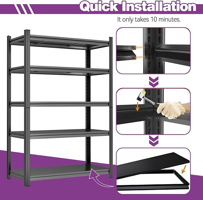 Garage Shelving 3500Lbs Storage Shelves Adjustable Metal Shelving Units 5-Tier - Image 3