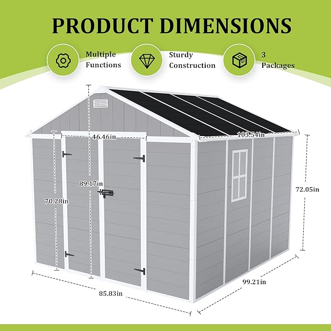 8x8 FT Outdoor Storage Resin Shed - Image 9