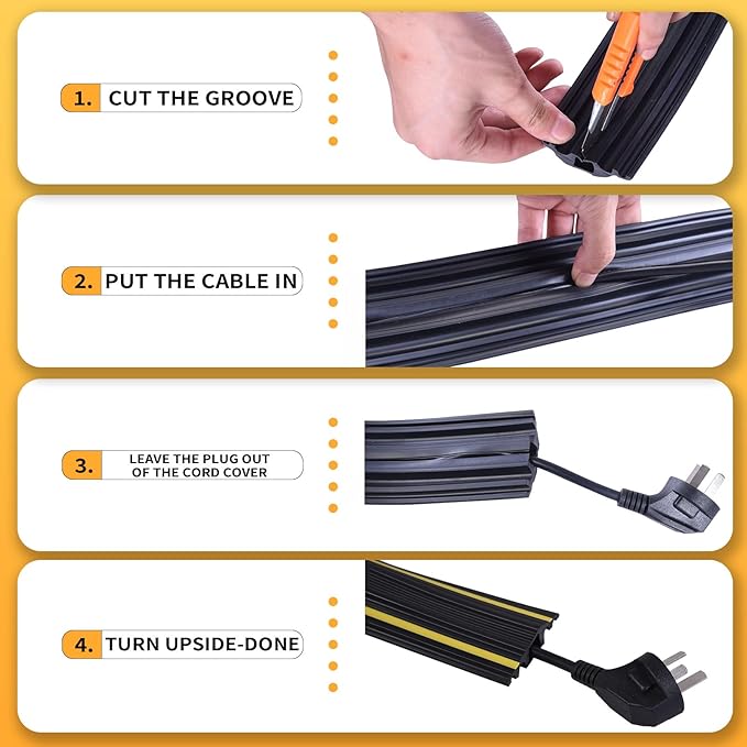 10FT Cord Cover, Flexible Floor Cable Cover, Cord Hider to Organize and Protect - Image 4