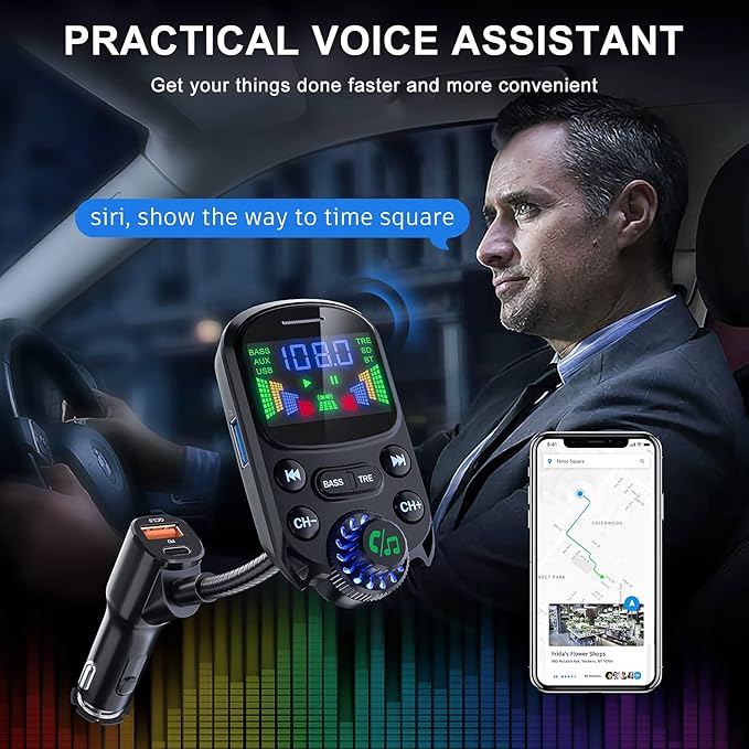 Bluetooth 5.3 FM Transmitter for Car- SOARUN Bluetooth Car Adapter PD30W & USB - Image 7