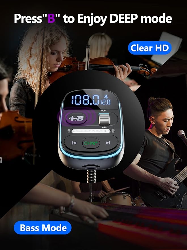 LENCENT Bluetooth FM Transmitter PD 30W, Hi-Fi Bass Music, Wireless Radio - Image 3