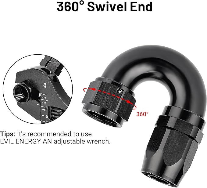 EVIL ENERGY 12AN 180 Degree One Piece Full Flow Hose End Fitting Swivel - Image 4