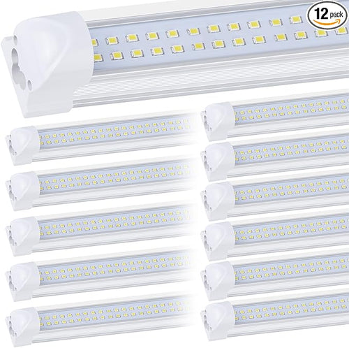 12 Pack, Led Shop Lights, 8FT Led Shop Light, 100W 6000K 15000LM Clear White by DOUYIDOUBEST-LEDLIGHTING