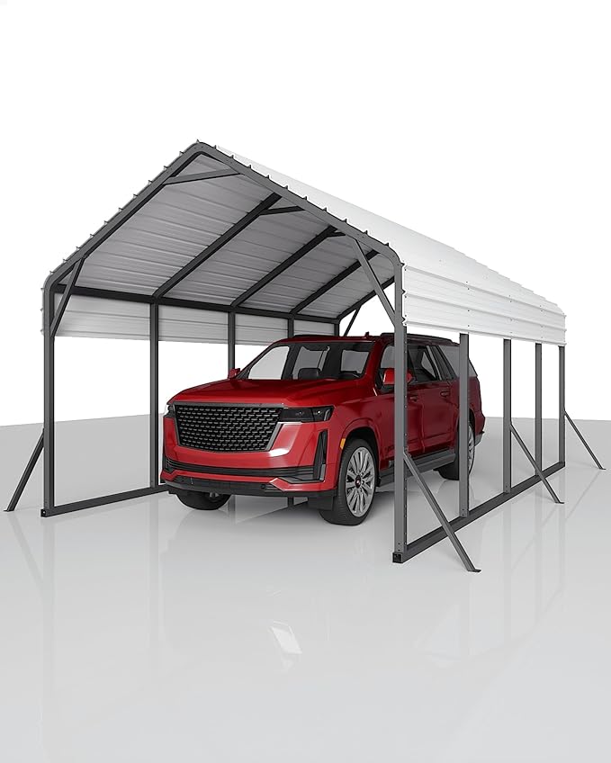 13'x21'x11' Oversized Metal Carport, Steel Heavy Duty Carport - Image 8