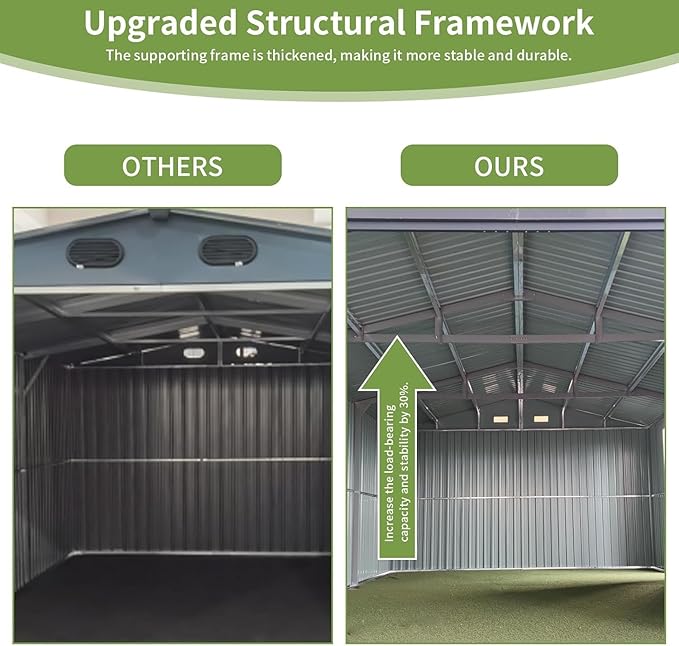 LANTRO JS Sheds & Outdoor Storage, 13x20ft Large Outdoor Metal Garage Shed - Image 7