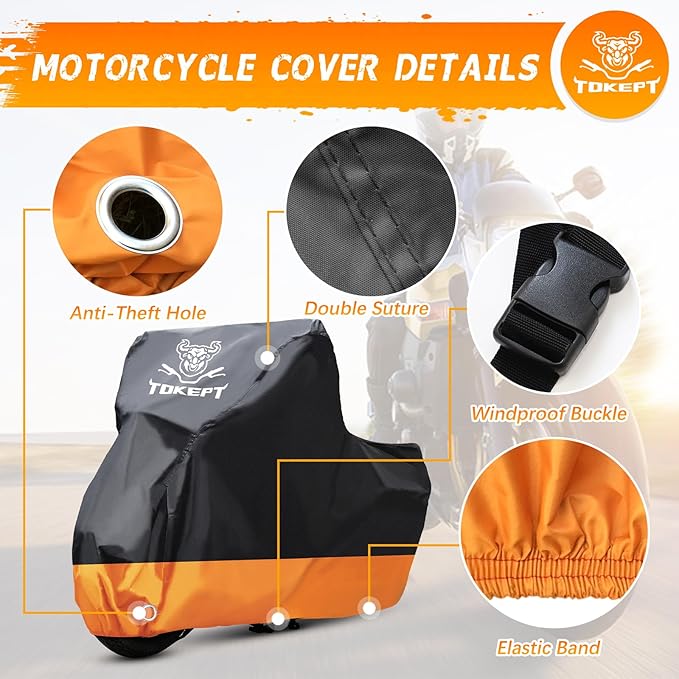 Motorcycle Cover, All-Season Waterproof Outdoor Sun Protection Fit up to 96 - Image 3