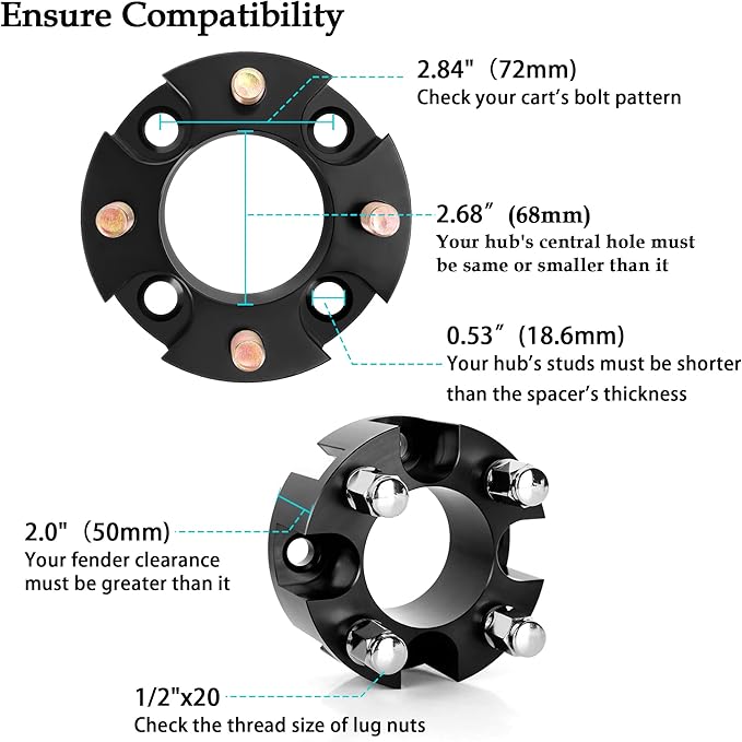 10L0L Golf Cart 2 inch Wheel Spacers - Image 3