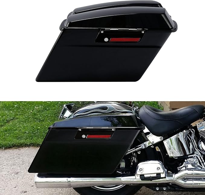 XFMT Motorcycle Vivid Black Hard Saddlebags Saddle Bags Trunk W/Lids & Black - Image 6