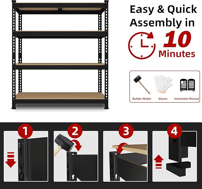 4 Packs 36" W x 16" D x 55" H Adjustable Garage Storage Shelves - Image 7