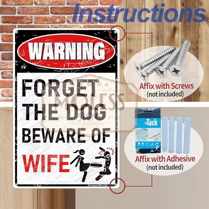 'Forget the Dog – Beware of Wife!' Funny Man Cave Decor - Image 4