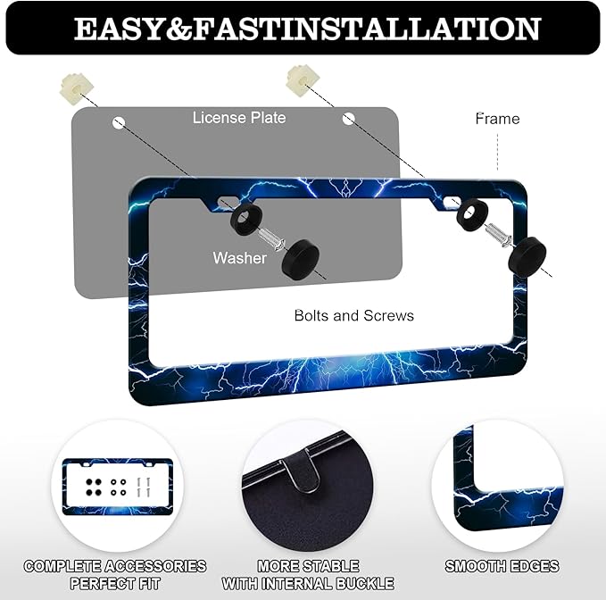 Blue Lightning License Plate Frames - Image 3