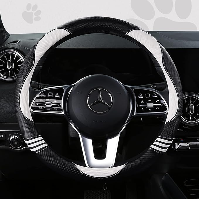 Car Steering Wheel Covers for Women Girl Padded Carbon Fiber PU Leather Cute - Image 2