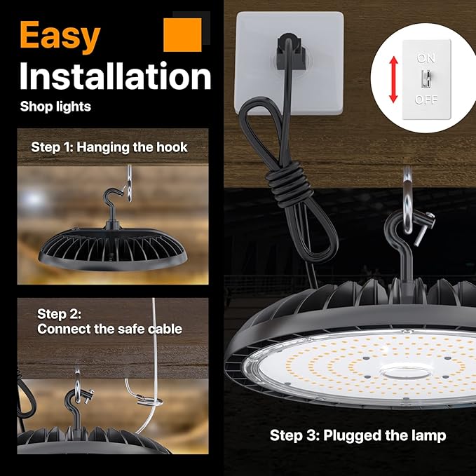 200W 4 Pack LED High Bay Light 30000 lm, 5000K UFO High Bay Led Shop Lights ETL - Image 5