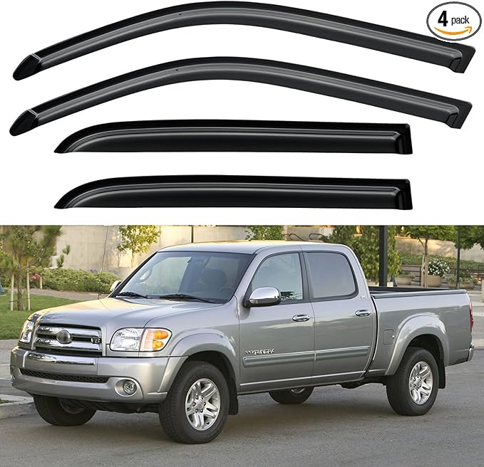 Window Visors Rain Guards for 2004 2005 2006 Toyota Tundra Double Cab, by YQAUTEC