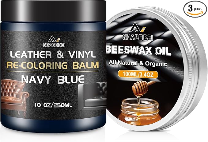 Leather Repair Kit Recoloring Balm Cleaner Conditioner Waterproof Beeswax Oil by SHABEIBEI