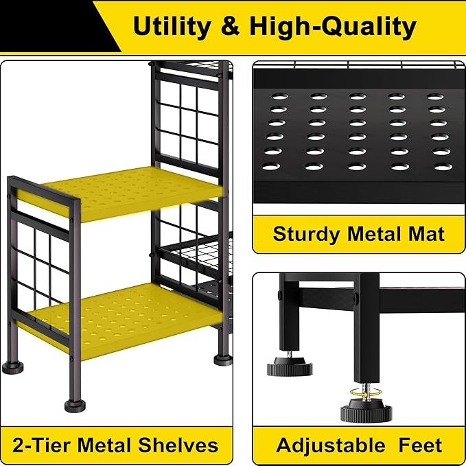 GIOTORENT 5 Tier Garden Tool Organizer, Metal Yard Tools Storage Rack, Garage - Image 8