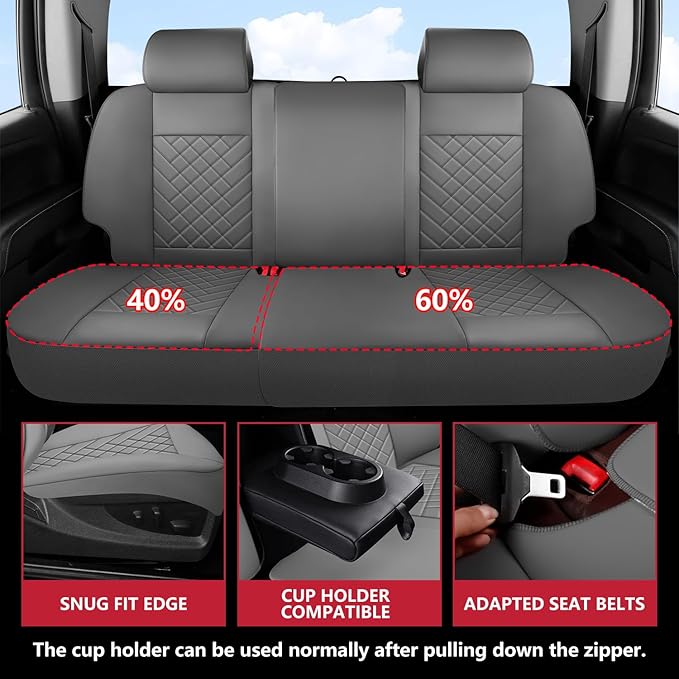 BABYBLU Chevy Chevrolet Silverado GMC Sierra Car Seat Covers Fit 2007-2023 2024 - Image 4