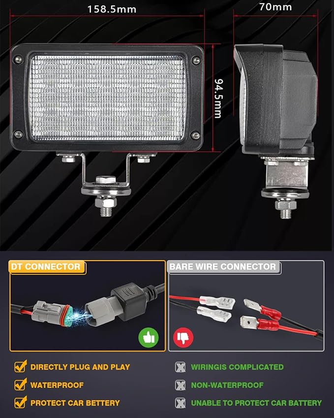 2PACK 6.3IN 45W Led Work Lights 12v/24v 4500LM 6500K Rectangular Foglights - Image 4