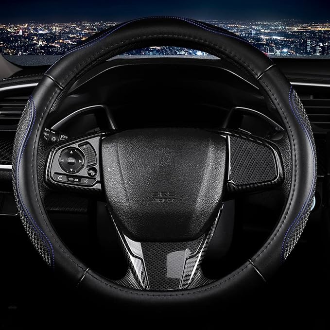 Leather Car Steering Wheel Cover 15 inch Universal Fit Microfiber Steering - Image 2