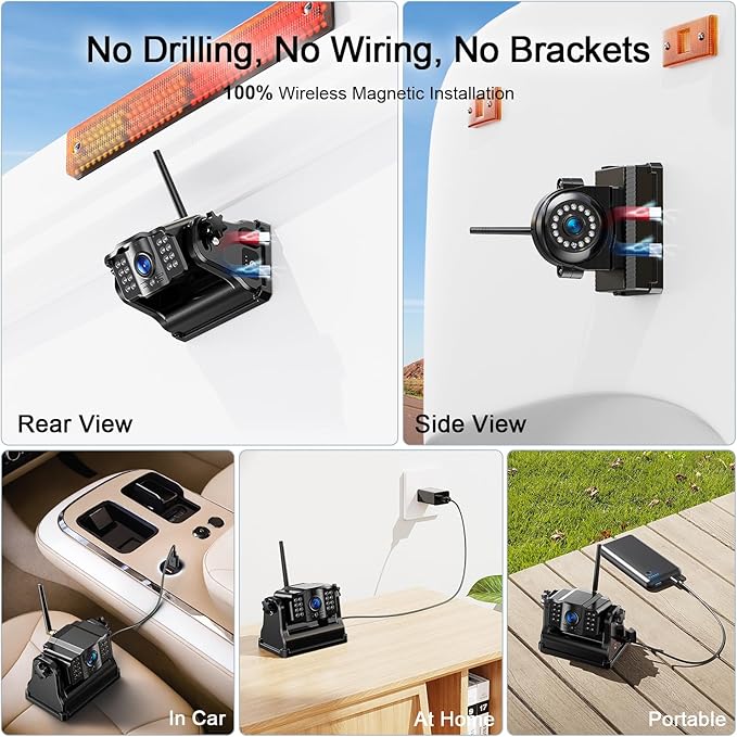 Fookoo 1080P 10" Magnetic Wireless Backup Camera 10" HD Split Screen Monitor - Image 4