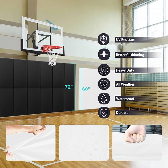 PROGOAL 60"/72" High Gym Wall Padding 2"/4" Thick Foam Basketball Court Wall - Image 4