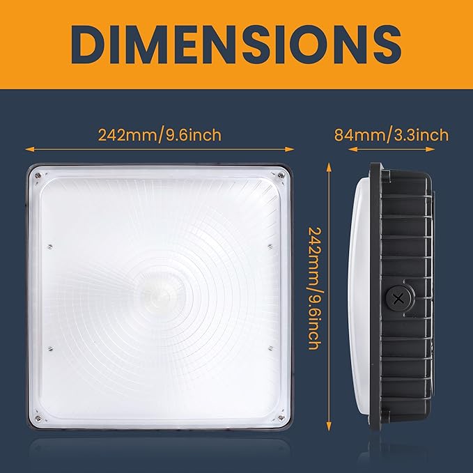 LED Canopy Light 100W, 40/60/80/100W Selectable, 5000K 15000Lumens Commercial - Image 7