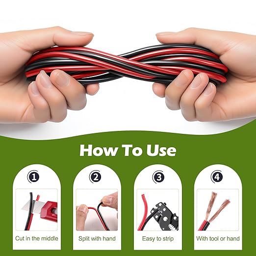 8 Gauge Wire 25FT, 8AWG Red Black Electrical Wire LED Strips Extension Cord - Image 4