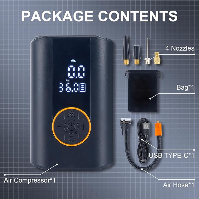 Tire Inflator Portable Air Compressor Cordless Rechargeable Mini Air Pump - Image 8