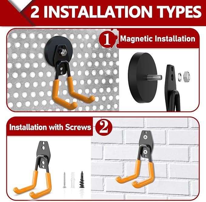 3-H Heavy Duty Magnet Garage Hooks 2 Pack, Large Strong Magnetic Hooks - Image 4