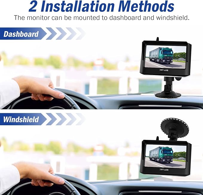 Magnetic Wireless Trailer Backup Camera System, 4.3inch TFT LCD Monitor & IP68 - Image 5