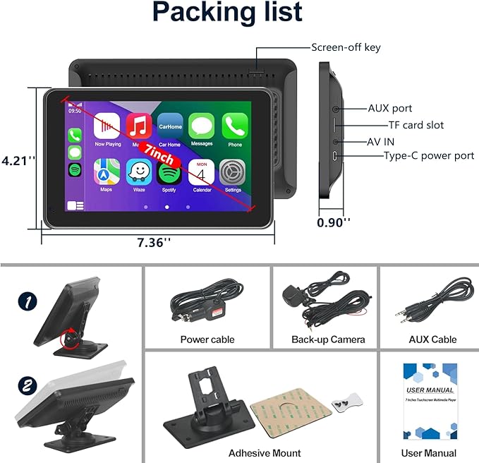Portable Apple Carplay/Android Auto Screen - Image 7