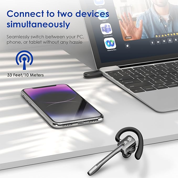 Bluetooth Headset, Wireless Bluetooth Earpiece - Image 4