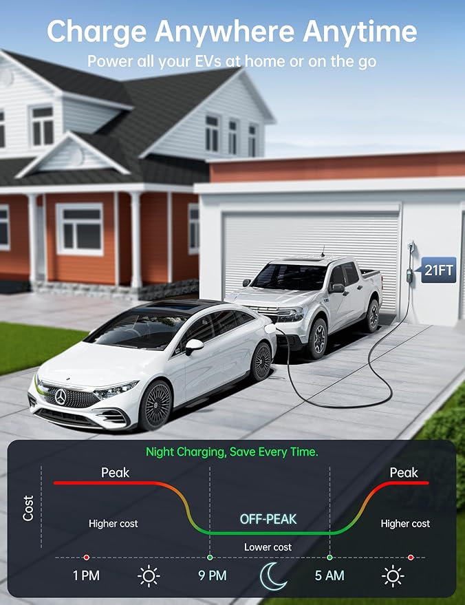Raylix 32A Level 2 EV Charger, 240V 7.68kW Mobile Electric Car Charger - Image 2