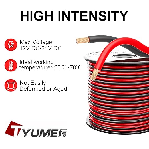 10 Gauge Wire 50FT, 10AWG Red Black Electrical Wire LED Strips Extension Cord - Image 6