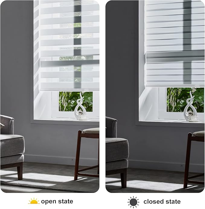 Persilux Cordless Zebra Blinds for Windows Free-Stop Roller Windows Shades Dual - Image 2