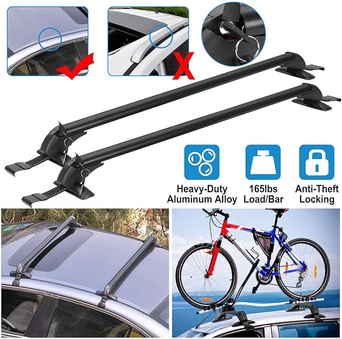 Universal Car Roof Rack, Adjustable Aluminum Alloy Crossbars Heavy Duty Roof - Image 7