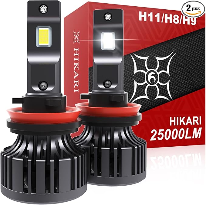 Hikari 2025 25000LM H11/H8/H9 LED Bulbs, 45W Upgraded Core Chips, High Lumens by HIKARI