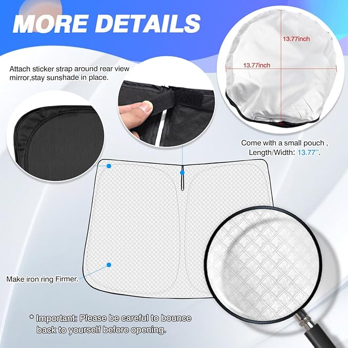 Windshield Sun Shade for 2020-2025 2026 Ford Escape Accessories Thicken 6-Layer - Image 5