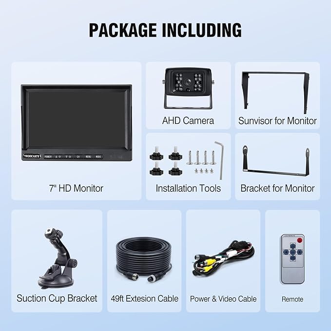 7-inch AHD1080P Wired RV Backup Camera System, IP69k Waterproof IR Night Vision - Image 7
