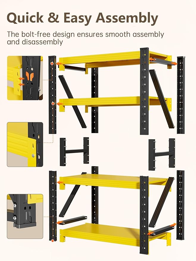 4-Tier Storage Shelves, Adjustable Industrial Metal Shelf System, 000lbs - Image 8